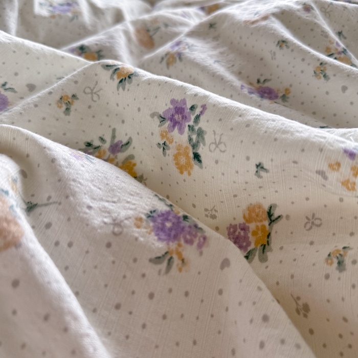 91家纺网 家纺一手货源 找家纺 Mata蔓塔家 2025新款云感双层纱全棉镂空花边四件套 紫蝴蝶