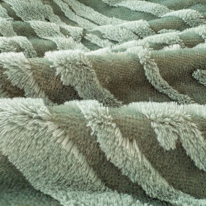 91家纺网 家纺一手货源 找家纺 潮邦创意家居2025新款全新升级阳离子提花兔毛球毯-雪兔波纹系列 雪兔波纹-朱弦绿