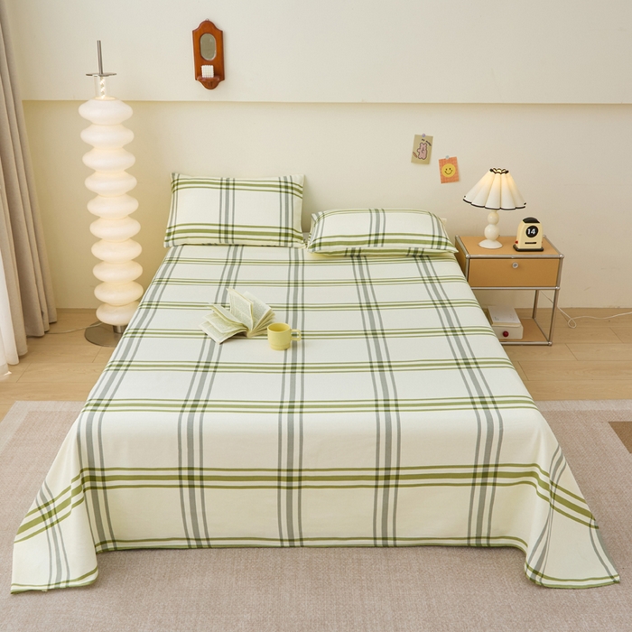 91家纺网 家纺一手货源 找家纺 （总）棉乐町 2025新款全棉纯棉老粗布床单 绿野