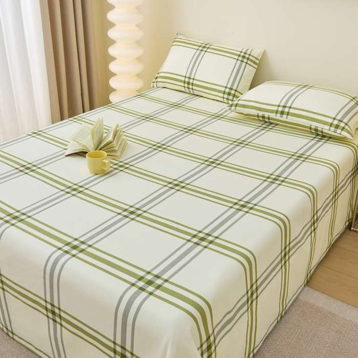 91家纺网 家纺一手货源 找家纺 （总）棉乐町 2025新款全棉纯棉老粗布床单 绿野