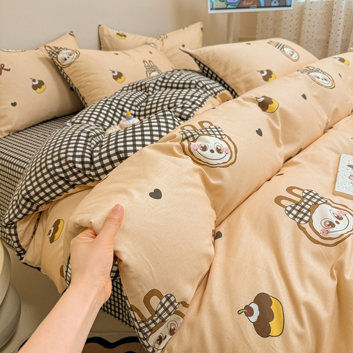 呗旺鹿 2025新款40s全棉纯棉卡通大眼娃娃甜酷风四件套 蝴蝶结大眼娃娃