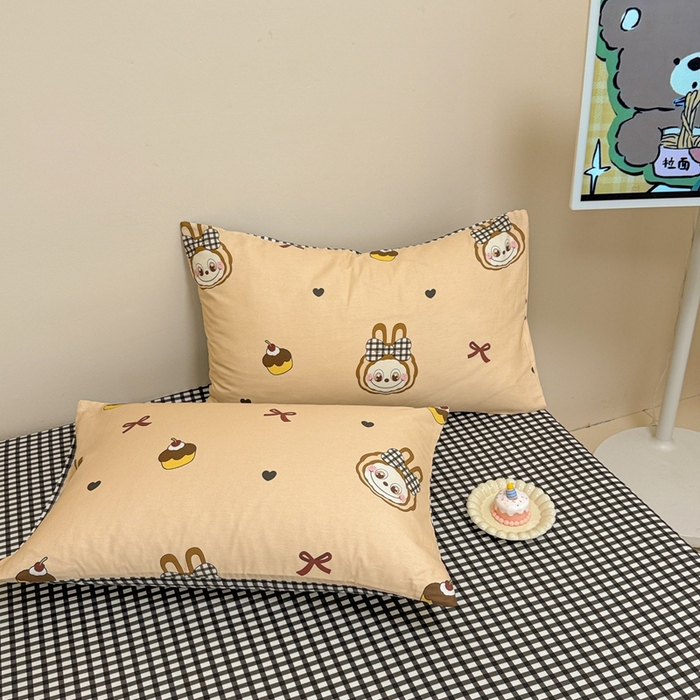 91家纺网 家纺一手货源 找家纺 呗旺鹿 2025新款40s全棉纯棉卡通大眼娃娃甜酷风四件套 蝴蝶结大眼娃娃