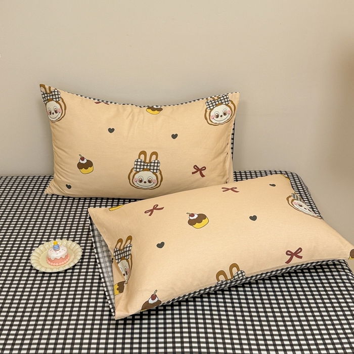 91家纺网 家纺一手货源 找家纺 呗旺鹿 2025新款40s全棉纯棉卡通大眼娃娃甜酷风四件套 蝴蝶结大眼娃娃