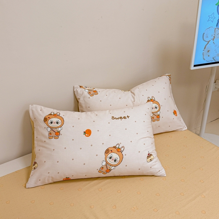 91家纺网 家纺一手货源 找家纺 呗旺鹿 2025新款40s全棉纯棉卡通大眼娃娃甜酷风四件套 卡皮巴拉大眼娃娃