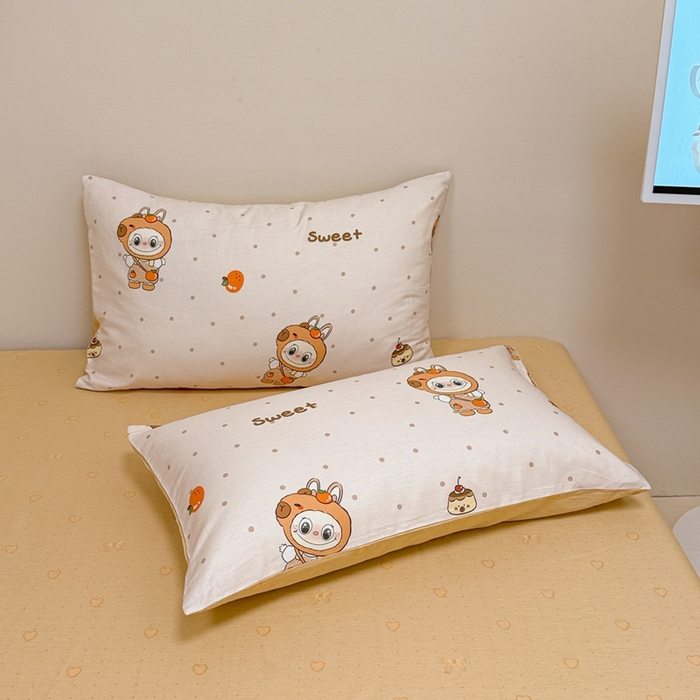 91家纺网 家纺一手货源 找家纺 呗旺鹿 2025新款40s全棉纯棉卡通大眼娃娃甜酷风四件套 卡皮巴拉大眼娃娃