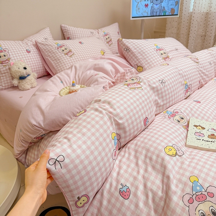 呗旺鹿 2025新款40s全棉纯棉卡通大眼娃娃甜酷风四件套 甜品派大眼娃娃