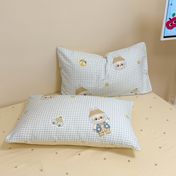 91家纺网 家纺一手货源 找家纺 呗旺鹿 2025新款40s全棉纯棉卡通大眼娃娃甜酷风四件套 小汽车大眼娃娃