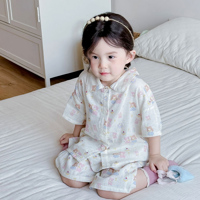 91家纺网 家纺一手货源 找家纺 （总）妍景家居生活馆 2025新款亲肤舒适儿童纱布翻领套装