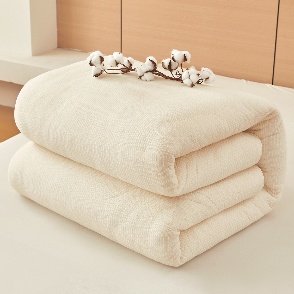 晓时候2025新款鱼鳞网新疆棉花被棉絮夏被春秋被芯加厚冬被床垫被子-家用款棉花被 白色