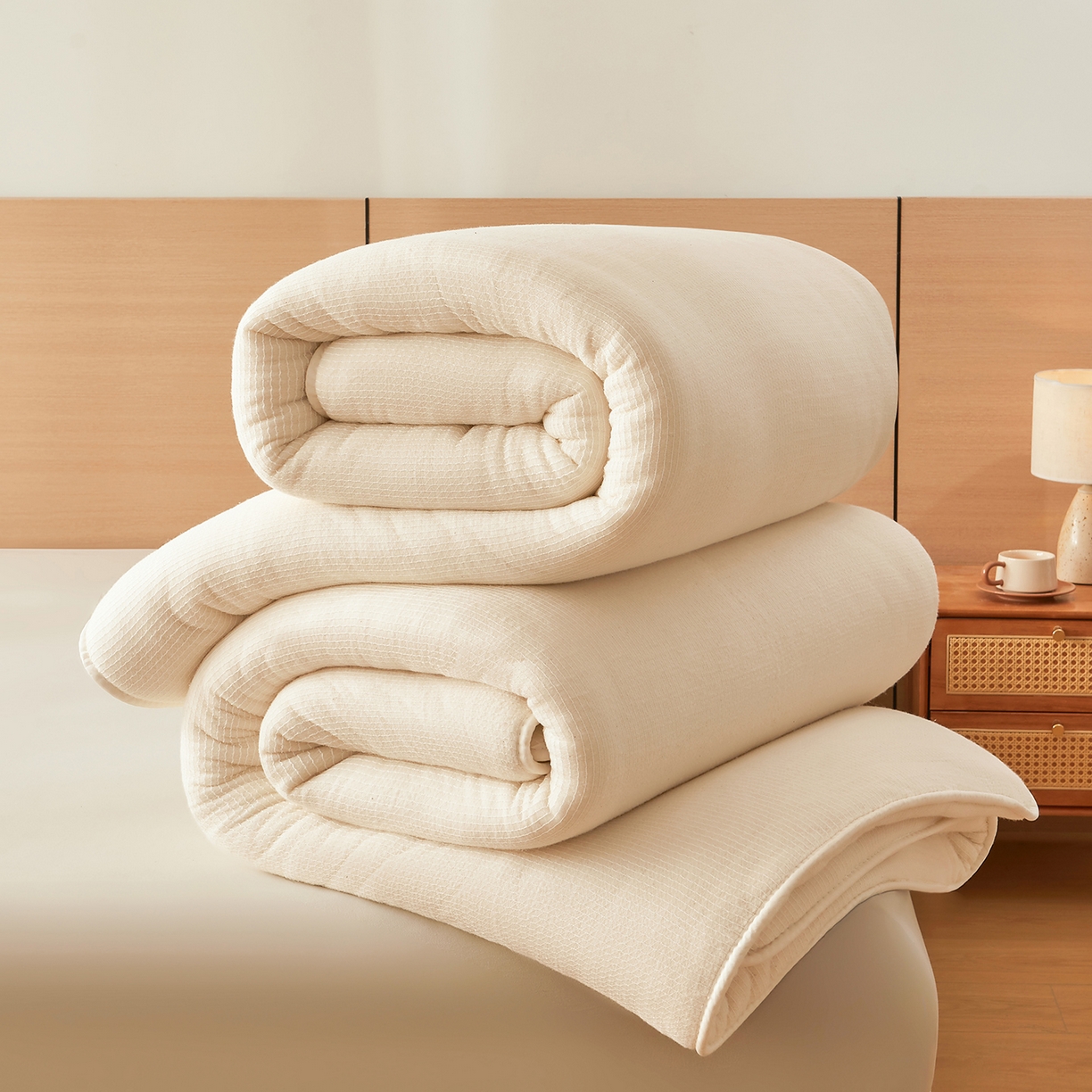 91家纺网 家纺一手货源 找家纺 晓时候2025新款鱼鳞网新疆棉花被棉絮夏被春秋被芯加厚冬被床垫被子-家用款棉花被 白色