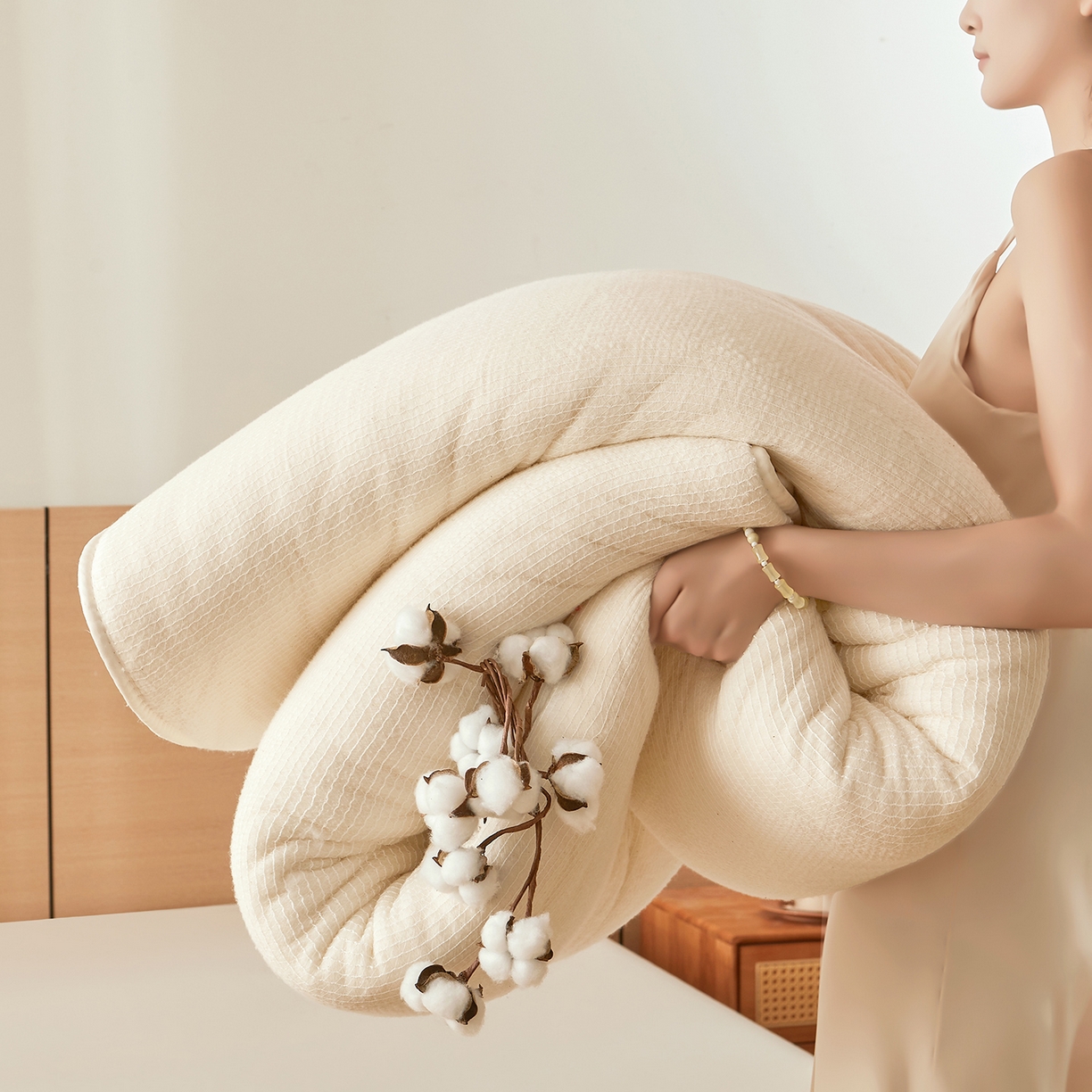 91家纺网 家纺一手货源 找家纺 晓时候2025新款鱼鳞网新疆棉花被棉絮夏被春秋被芯加厚冬被床垫被子-家用款棉花被 白色