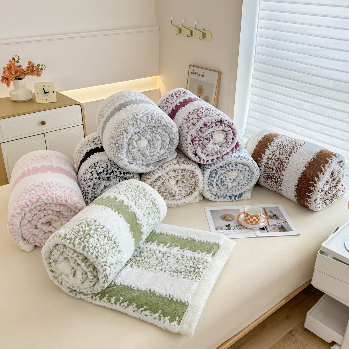 91家纺网 家纺一手货源 找家纺 （总）春妮家纺 2025新款加厚羊羔绒阳离子双层盖毯舒棉绒毛毯