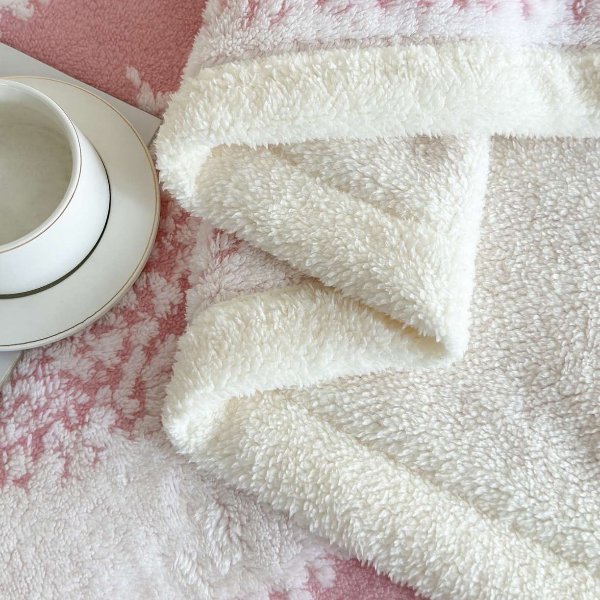 91家纺网 家纺一手货源 找家纺 春妮家纺 2025新款加厚羊羔绒阳离子双层盖毯舒棉绒毛毯 拉斐尔-桃粉