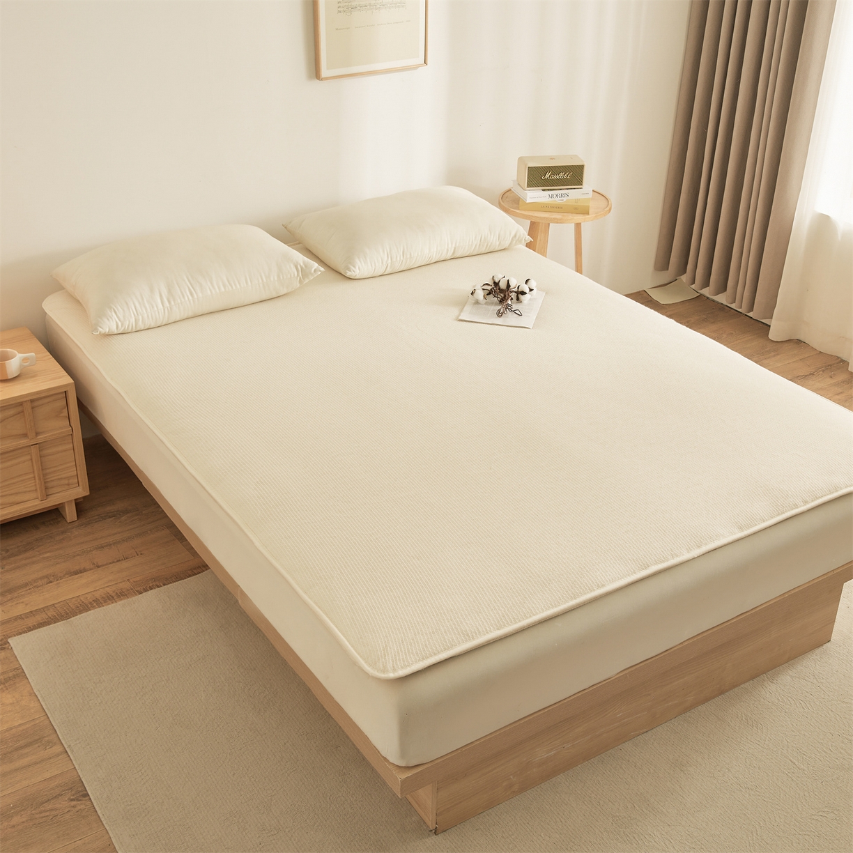 91家纺网 家纺一手货源 找家纺 晓时候2025新款鱼鳞网棉胎新疆棉花被棉絮被芯加厚冬被春秋被芯床垫被子-家用款