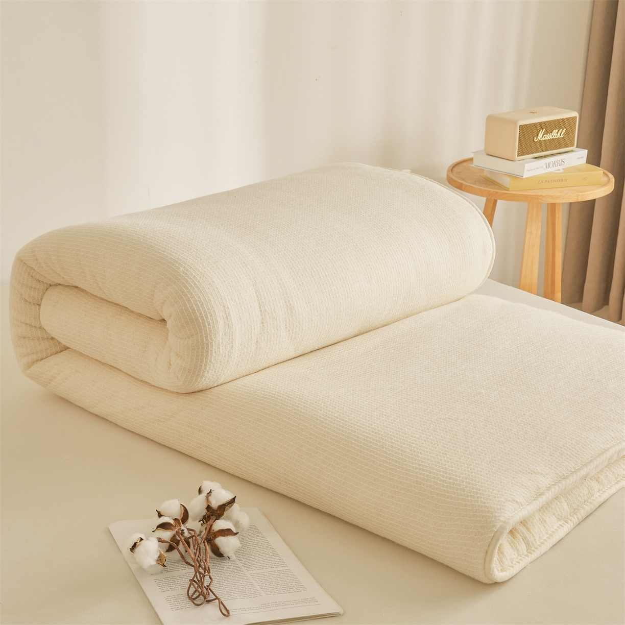 91家纺网 家纺一手货源 找家纺 晓时候2025新款鱼鳞网棉胎新疆棉花被棉絮被芯加厚冬被春秋被芯床垫被子-家用款