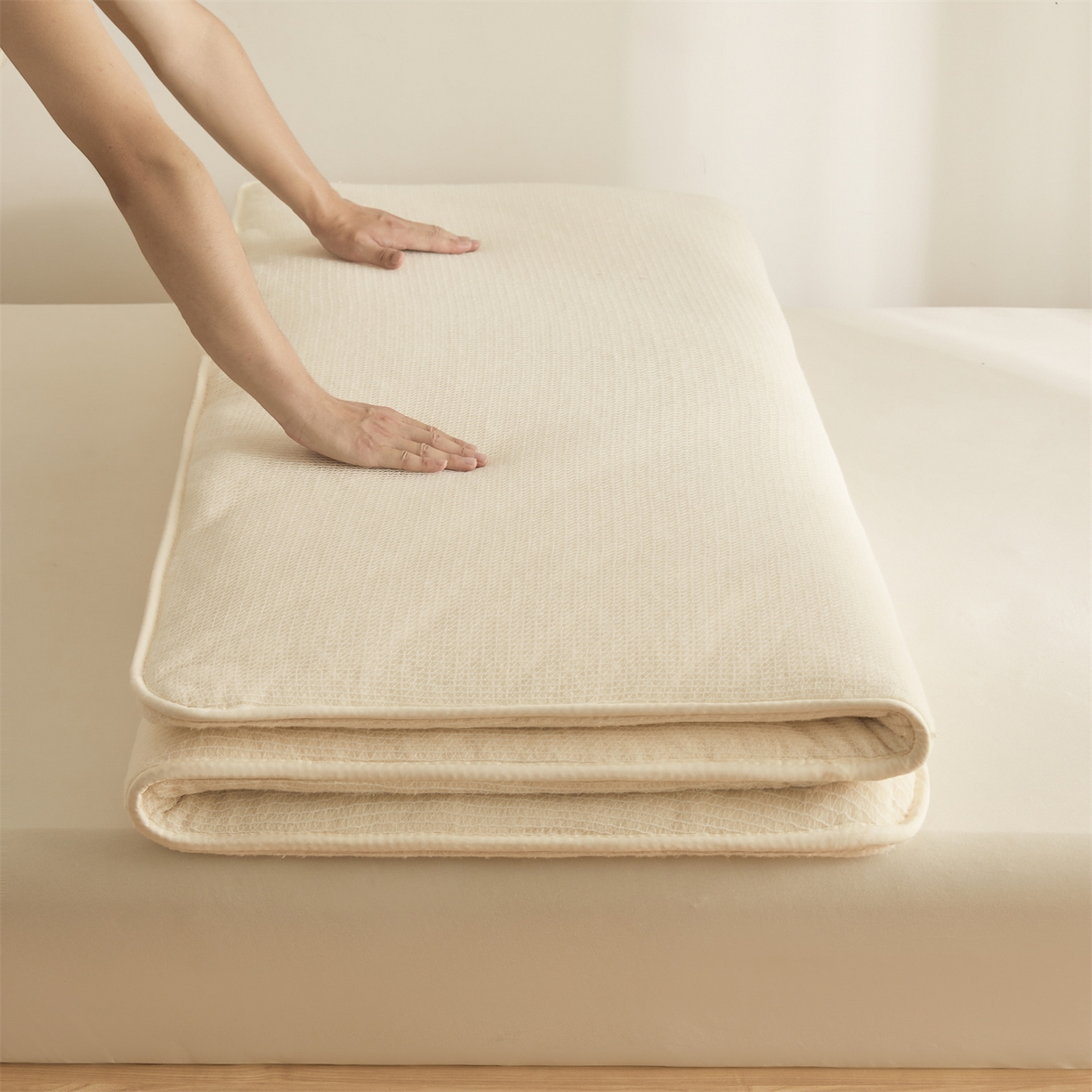 91家纺网 家纺一手货源 找家纺 晓时候2025新款鱼鳞网棉胎新疆棉花被棉絮被芯加厚冬被春秋被芯床垫被子-家用款