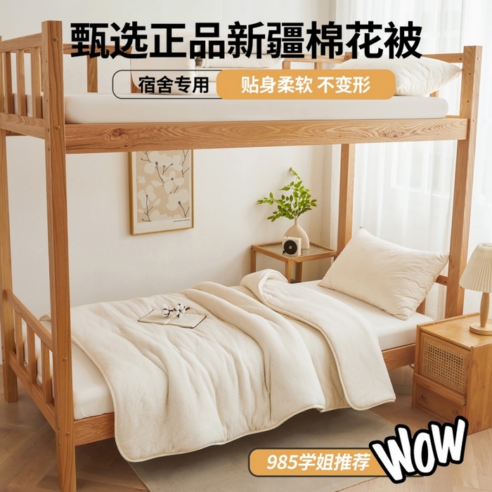 （總）曉時(shí)候2025新款魚鱗網(wǎng)新疆棉花被學(xué)生宿舍加厚冬被春秋被芯棉絮床墊被子-宿舍款棉被