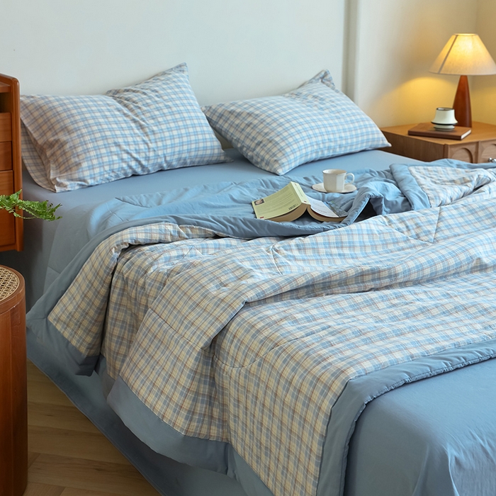 小叮当家纺仓储工厂店 2025新款A类无印风里外全棉水洗棉新疆棉花夏被夏凉被空调被 朵拉兰