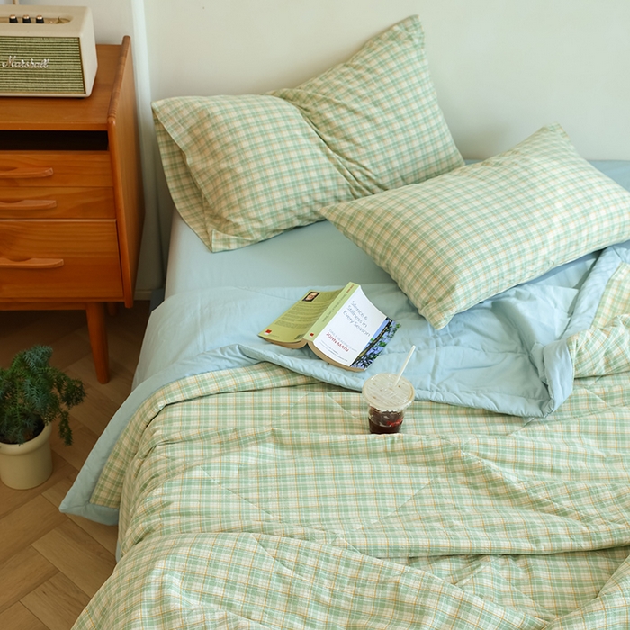 91家纺网 家纺一手货源 找家纺 小叮当家纺仓储工厂店 2025新款A类无印风里外全棉水洗棉新疆棉花夏被夏凉被空调被 朵拉绿