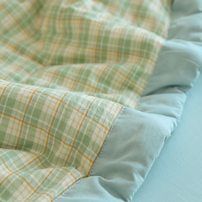 91家纺网 家纺一手货源 找家纺 小叮当家纺仓储工厂店 2025新款A类无印风里外全棉水洗棉新疆棉花夏被夏凉被空调被 朵拉绿