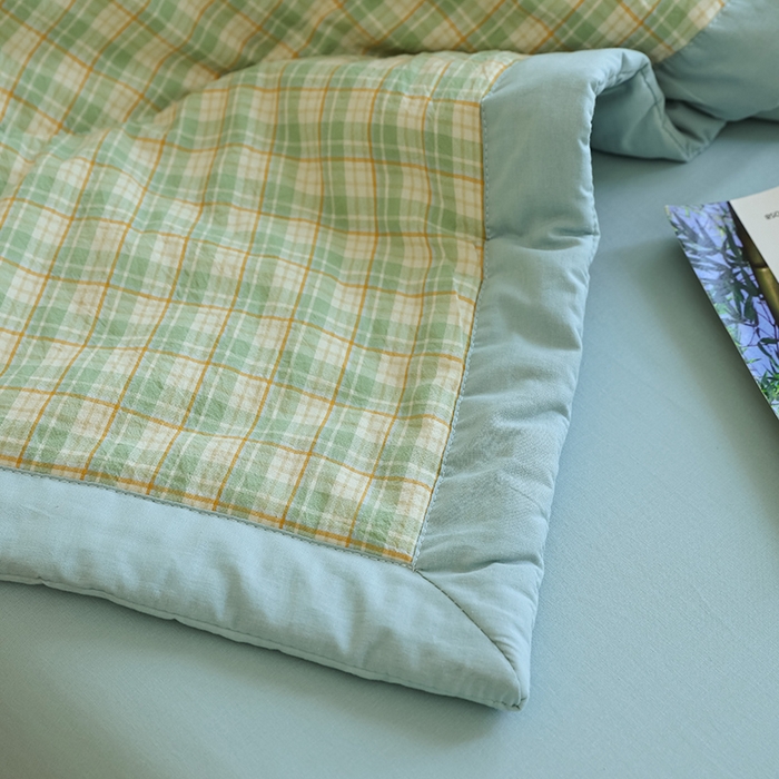 91家纺网 家纺一手货源 找家纺 小叮当家纺仓储工厂店 2025新款A类无印风里外全棉水洗棉新疆棉花夏被夏凉被空调被 朵拉绿