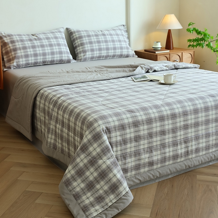 91家纺网 家纺一手货源 找家纺 小叮当家纺仓储工厂店 2025新款A类无印风里外全棉水洗棉新疆棉花夏被夏凉被空调被 光年灰