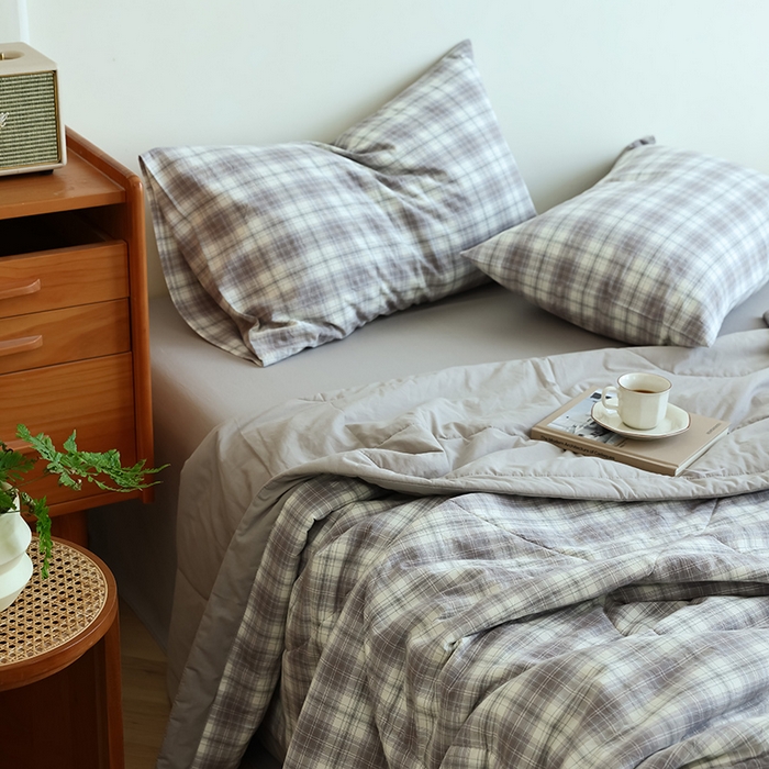 91家纺网 家纺一手货源 找家纺 小叮当家纺仓储工厂店 2025新款A类无印风里外全棉水洗棉新疆棉花夏被夏凉被空调被 光年灰