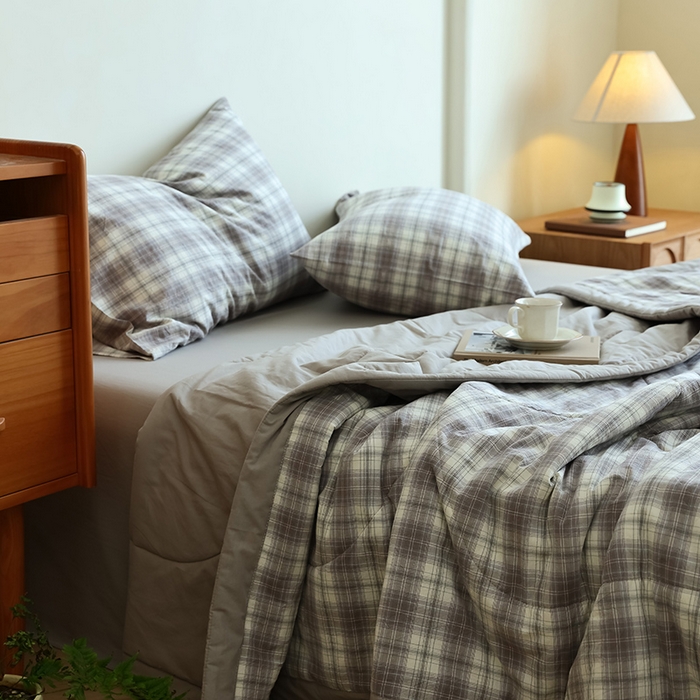 91家纺网 家纺一手货源 找家纺 小叮当家纺仓储工厂店 2025新款A类无印风里外全棉水洗棉新疆棉花夏被夏凉被空调被 光年灰