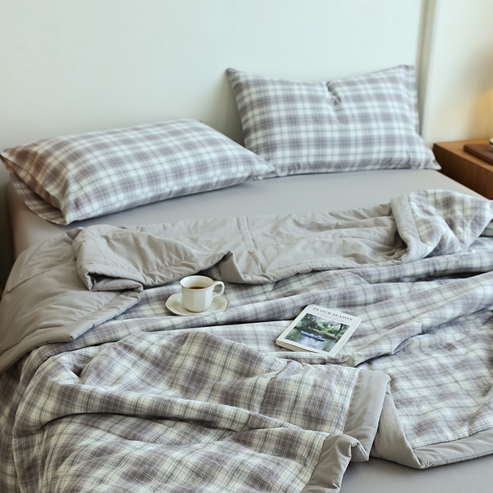 91家纺网 家纺一手货源 找家纺 小叮当家纺仓储工厂店 2025新款A类无印风里外全棉水洗棉新疆棉花夏被夏凉被空调被 光年灰