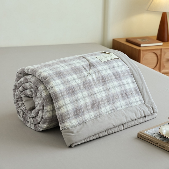 91家纺网 家纺一手货源 找家纺 小叮当家纺仓储工厂店 2025新款A类无印风里外全棉水洗棉新疆棉花夏被夏凉被空调被 光年灰