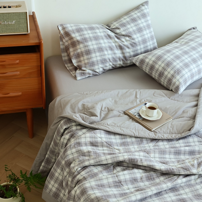 91家纺网 家纺一手货源 找家纺 小叮当家纺仓储工厂店 2025新款A类无印风里外全棉水洗棉新疆棉花夏被夏凉被空调被 光年灰