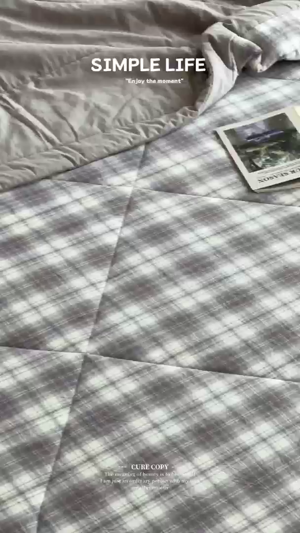 91家纺网 家纺一手货源 找家纺 小叮当家纺仓储工厂店 2025新款A类无印风里外全棉水洗棉新疆棉花夏被夏凉被空调被 光年灰