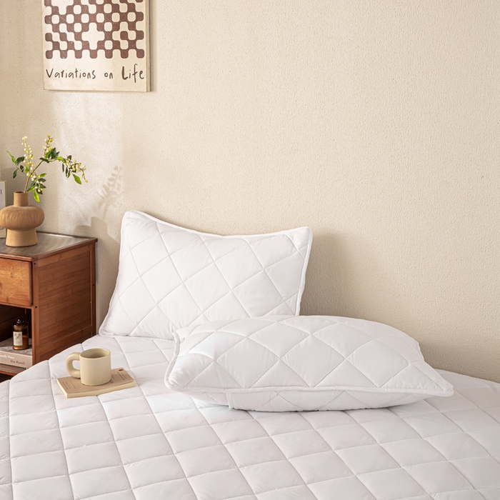 91家纺网 家纺一手货源 找家纺 憨豆家纺 2025新款水洗棉磨毛夹棉床笠四季床垫褥子床护垫薄款学生宿舍榻榻米垫被跨境加棉保护垫升级床笠款-白色