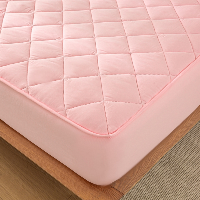91家纺网 家纺一手货源 找家纺 憨豆家纺 2025新款水洗棉磨毛夹棉床笠四季床垫褥子床护垫薄款学生宿舍榻榻米垫被跨境加棉保护垫升级床笠款-粉色