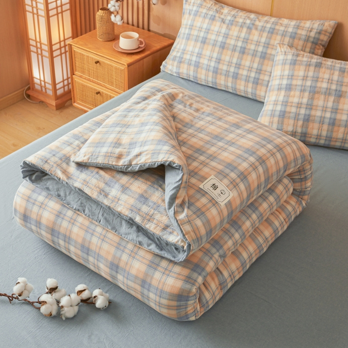 91家纺网 家纺一手货源 找家纺 爱屋及屋 2025新款水洗棉可拆洗棉花被被子被芯 雅致格