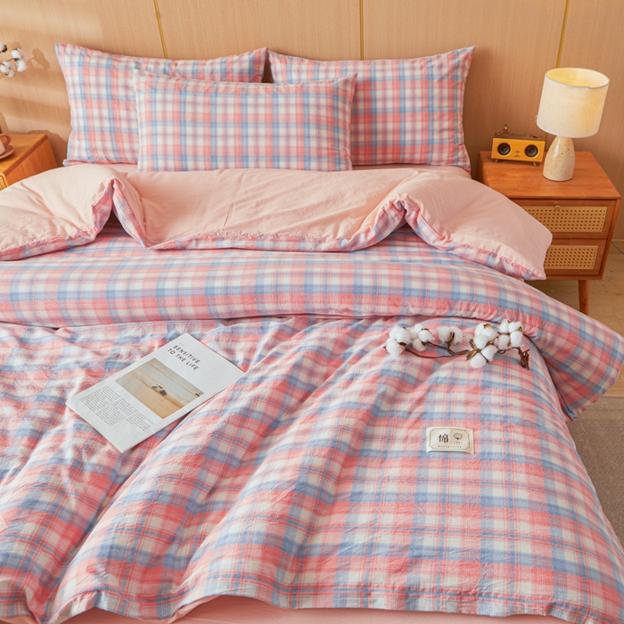 91家纺网 家纺一手货源 找家纺 爱屋及屋 2025新款水洗棉可拆洗棉花被被子被芯 清新格