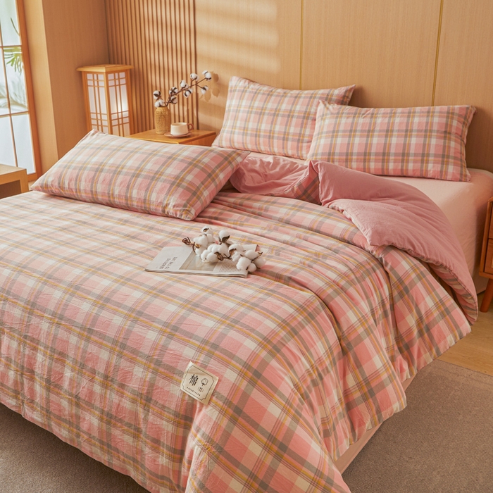 91家纺网 家纺一手货源 找家纺 爱屋及屋 2025新款水洗棉可拆洗棉花被被子被芯 简析粉