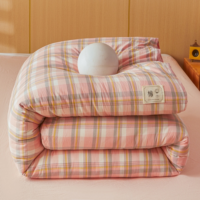 91家纺网 家纺一手货源 找家纺 爱屋及屋 2025新款水洗棉可拆洗棉花被被子被芯 简析粉