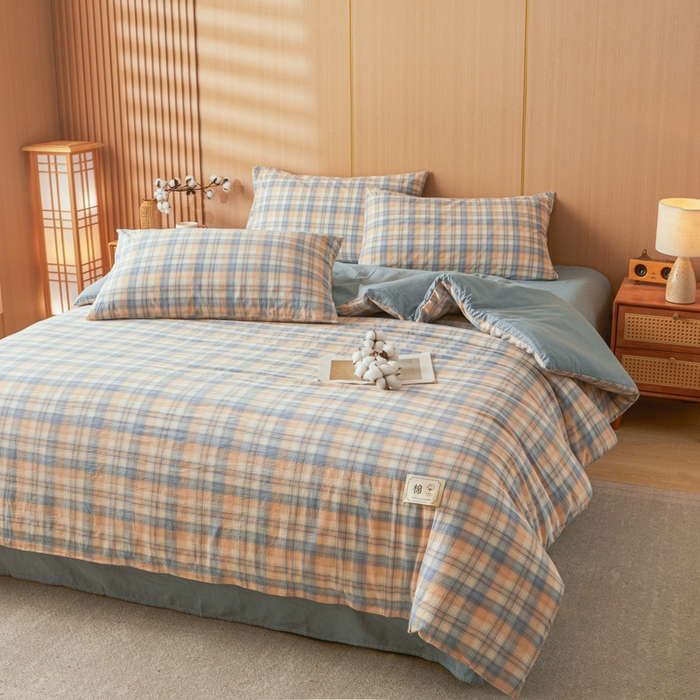 91家纺网 家纺一手货源 找家纺 爱屋及屋 2025新款水洗棉可拆洗棉花被被子被芯 雅致格