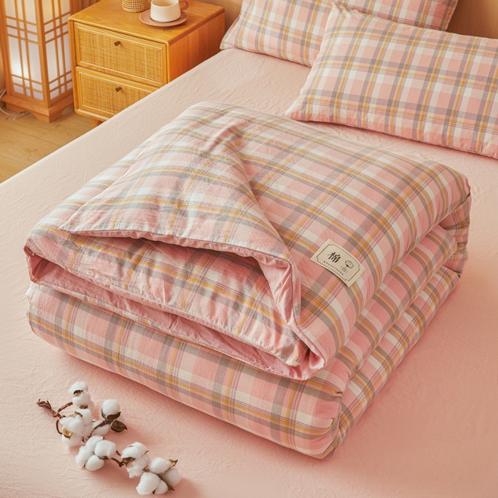 91家纺网 家纺一手货源 找家纺 爱屋及屋 2025新款水洗棉可拆洗棉花被被子被芯 简析粉