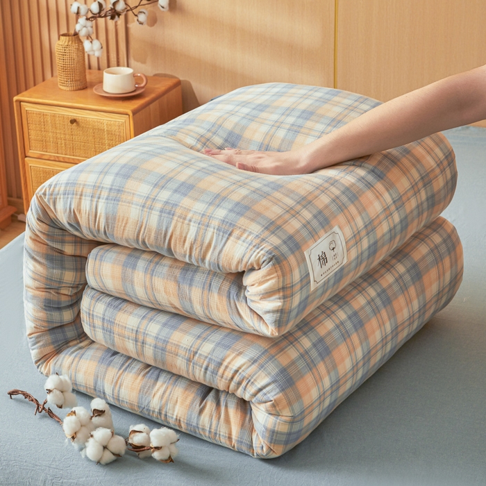 91家纺网 家纺一手货源 找家纺 爱屋及屋 2025新款水洗棉可拆洗棉花被被子被芯 雅致格