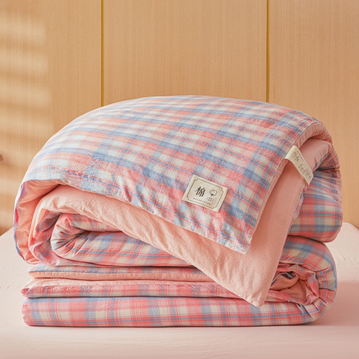 91家纺网 家纺一手货源 找家纺 爱屋及屋 2025新款水洗棉可拆洗棉花被被子被芯 清新格