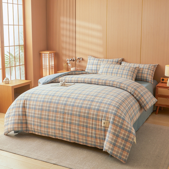 91家纺网 家纺一手货源 找家纺 爱屋及屋 2025新款水洗棉可拆洗棉花被被子被芯 雅致格