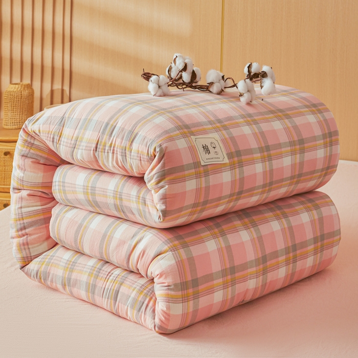 91家纺网 家纺一手货源 找家纺 爱屋及屋 2025新款水洗棉可拆洗棉花被被子被芯 简析粉