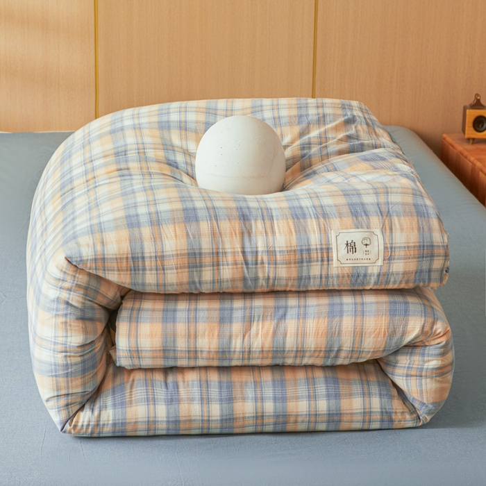 91家纺网 家纺一手货源 找家纺 爱屋及屋 2025新款水洗棉可拆洗棉花被被子被芯 雅致格