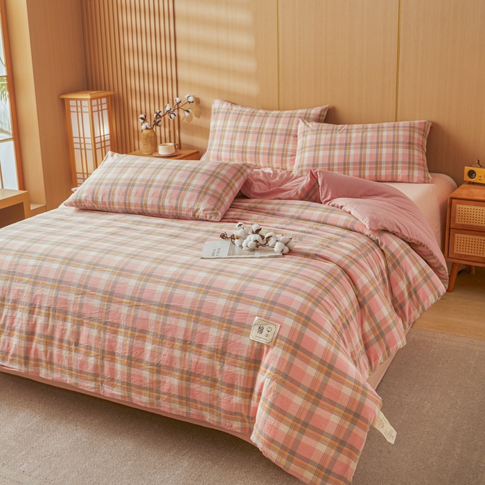 91家纺网 家纺一手货源 找家纺 爱屋及屋 2025新款水洗棉可拆洗棉花被被子被芯 简析粉