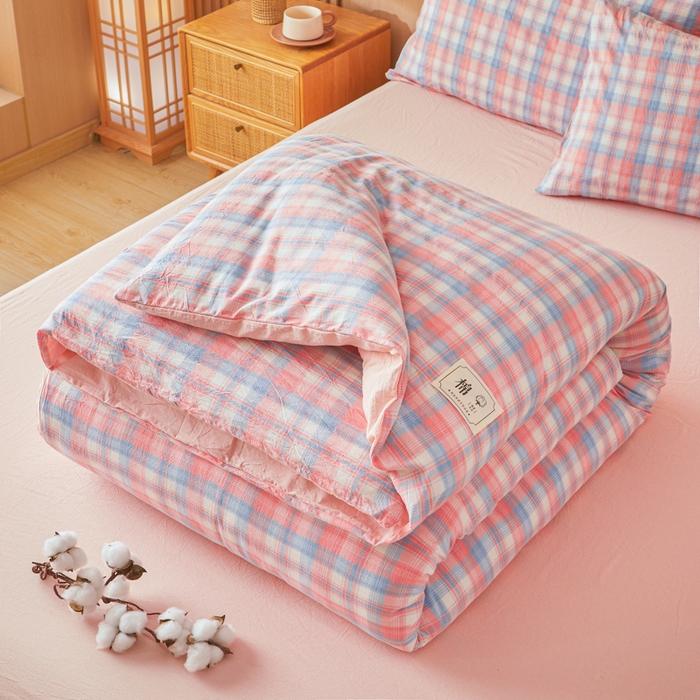 91家纺网 家纺一手货源 找家纺 爱屋及屋 2025新款水洗棉可拆洗棉花被被子被芯 清新格