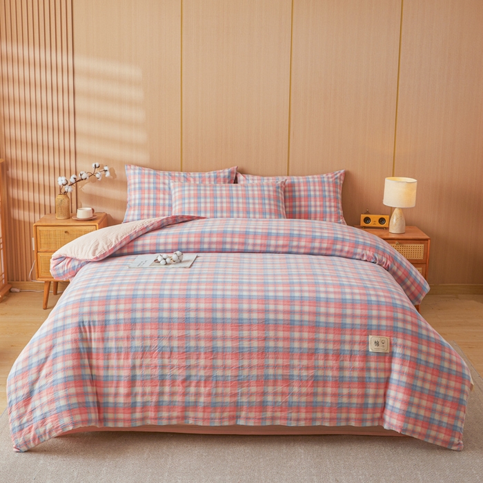 91家纺网 家纺一手货源 找家纺 爱屋及屋 2025新款水洗棉可拆洗棉花被被子被芯 清新格