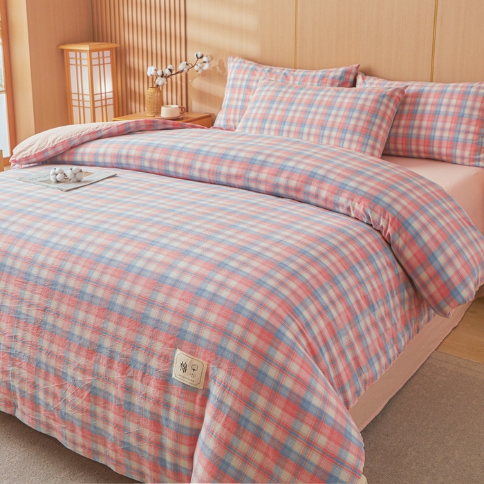 91家纺网 家纺一手货源 找家纺 爱屋及屋 2025新款水洗棉可拆洗棉花被被子被芯 清新格