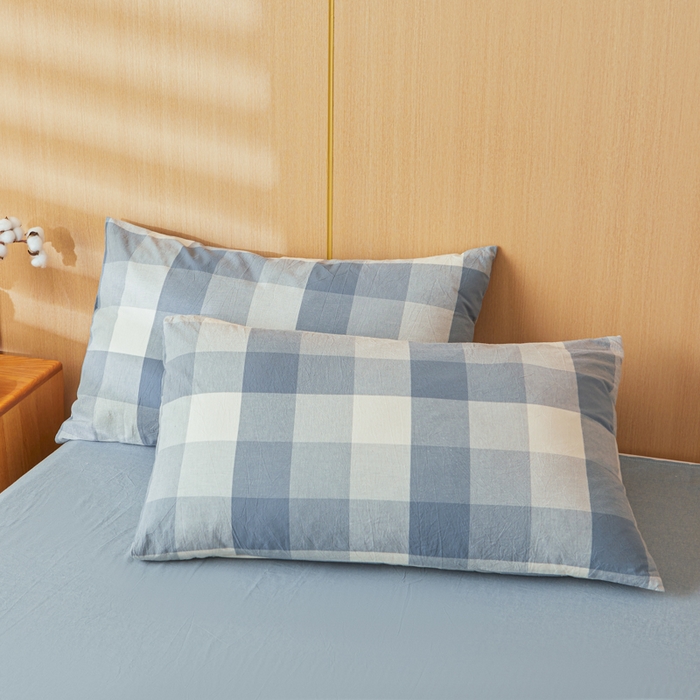 91家纺网 家纺一手货源 找家纺 爱屋及屋 2025新款水洗棉可拆洗棉花被被子被芯 蓝中格